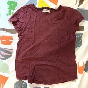 Abercrombie Burgundy V-Neck Tee